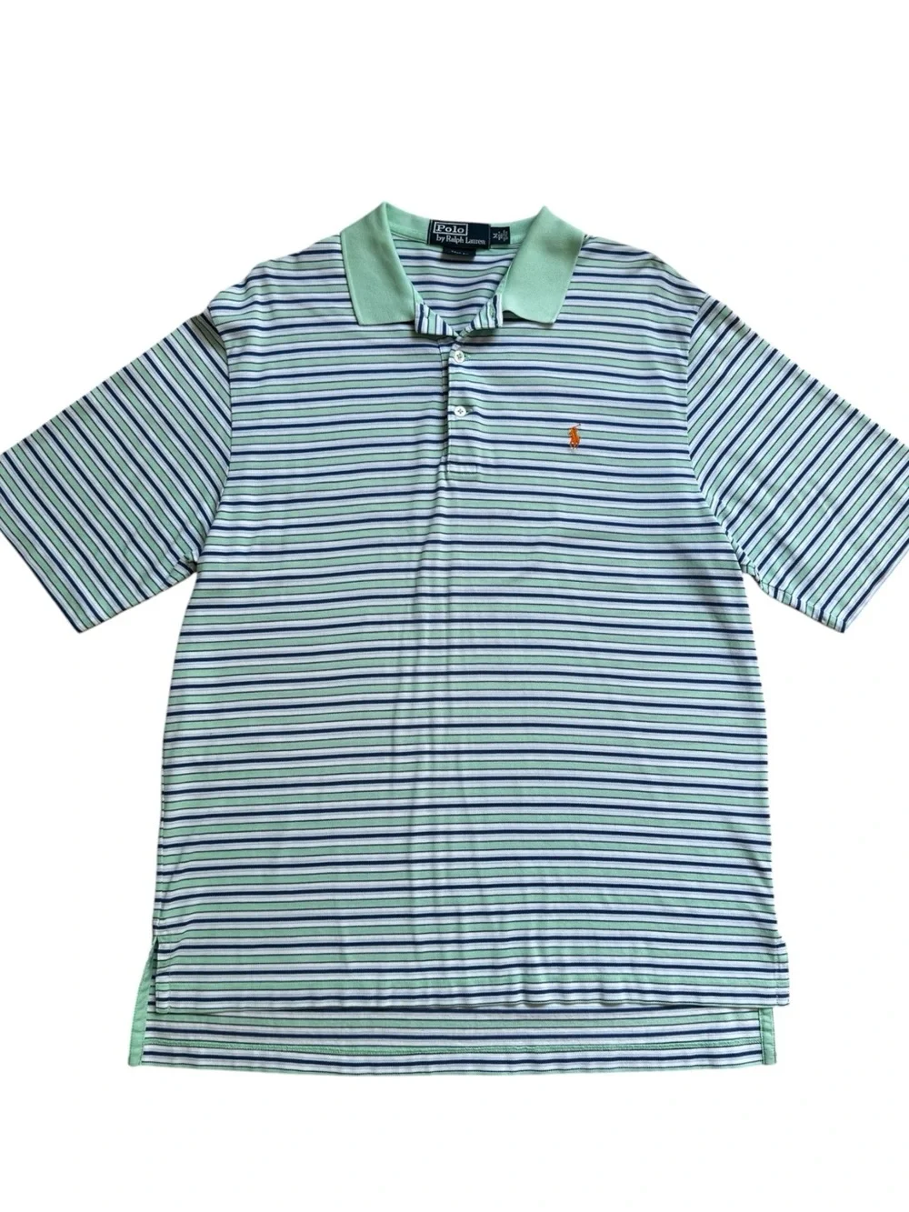 Polo Ralph Lauren Golf Men’s Green/Blue Striped Polo 100% Cotton Medium NWOT